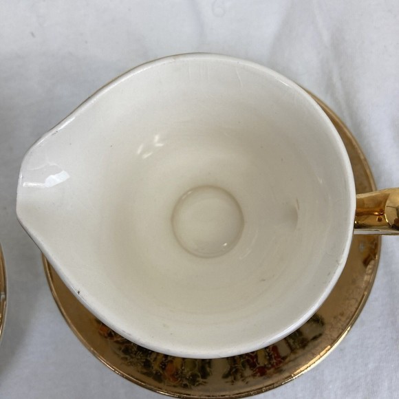 6 PCs Vintage King Quality Fine Colonial Couple Gold 22k US 1960 Sugar & Creamer - Picture 15 of 16